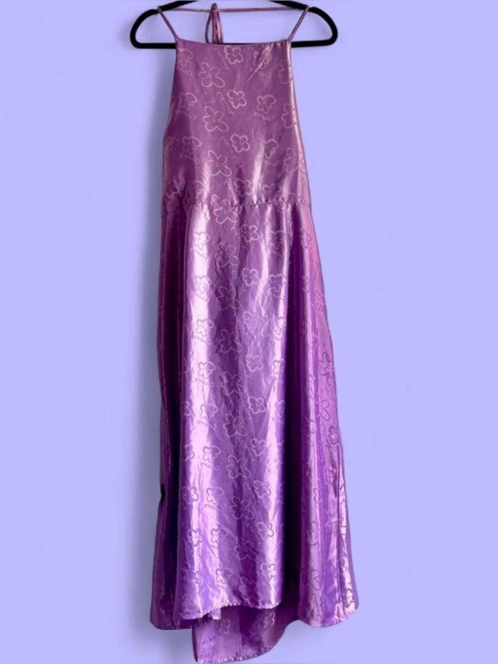 Collusion lavender floral satin halter dress